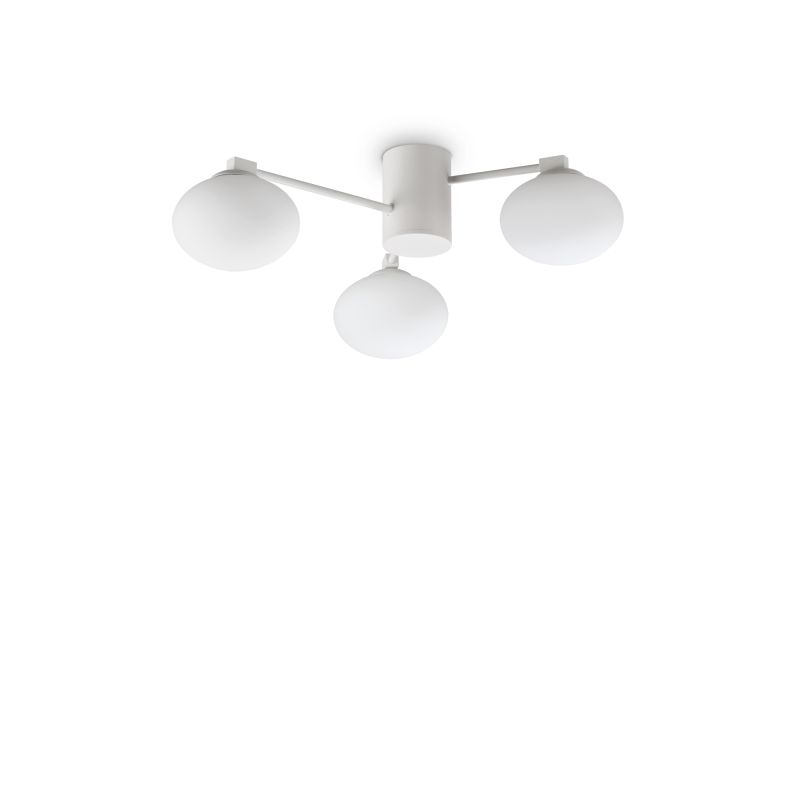 IdealLux-322667 - Hermes - White 3 Light Ceiling Lamp with Glass Shades