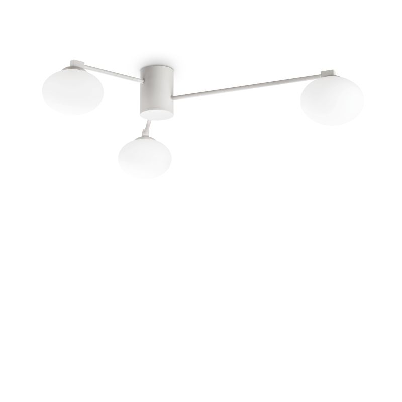 IdealLux-322674 - Hermes - White 3 Light Ceiling Lamp with Glass Shades