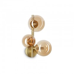 Perlage - Satin Brass 3 Light Wall Lamp with Amber Glasses Perlage - Satin Brass 3 Light Wall Lamp with Amber Glasses
