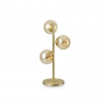Perlage - Satin Brass 3 Light Table Lamp with Amber Glasses