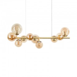 Perlage - Satin Brass 10 Light over Island Fitting with Amber Glasses Perlage - Satin Brass 10 Light over Island Fitting with Amber Glasses