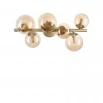 Perlage - Satin Brass 6 Light Semi Flush with Amber Glasses Perlage - Satin Brass 6 Light Semi Flush with Amber Glasses