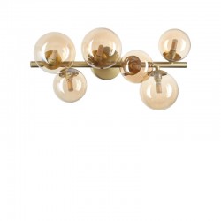 Perlage - Satin Brass 6 Light Semi Flush with Amber Glasses Perlage - Satin Brass 6 Light Semi Flush with Amber Glasses