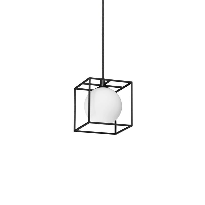 IdealLux-327839 - Lingotto - Matt Black Pendant with White Globe
