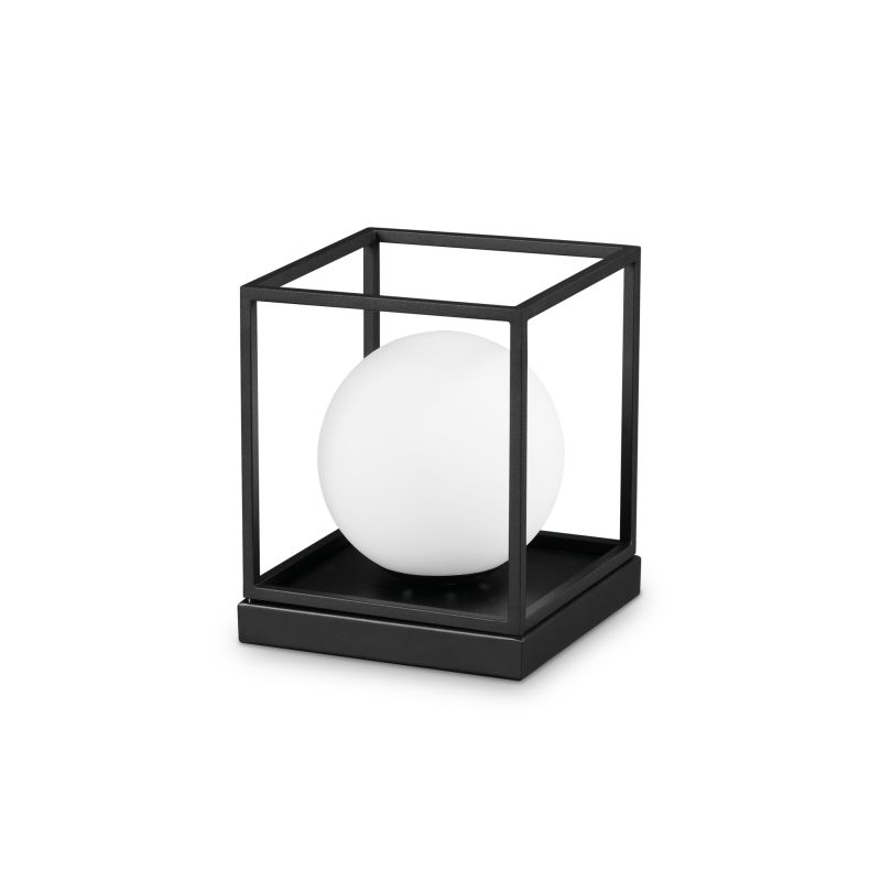 IdealLux-327877 - Lingotto - Matt Black Table Lamp with White Globe