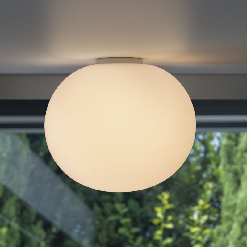 IdealLux-327891 - Cotton - White Semi Flush with White Glass ∅ 40 cm