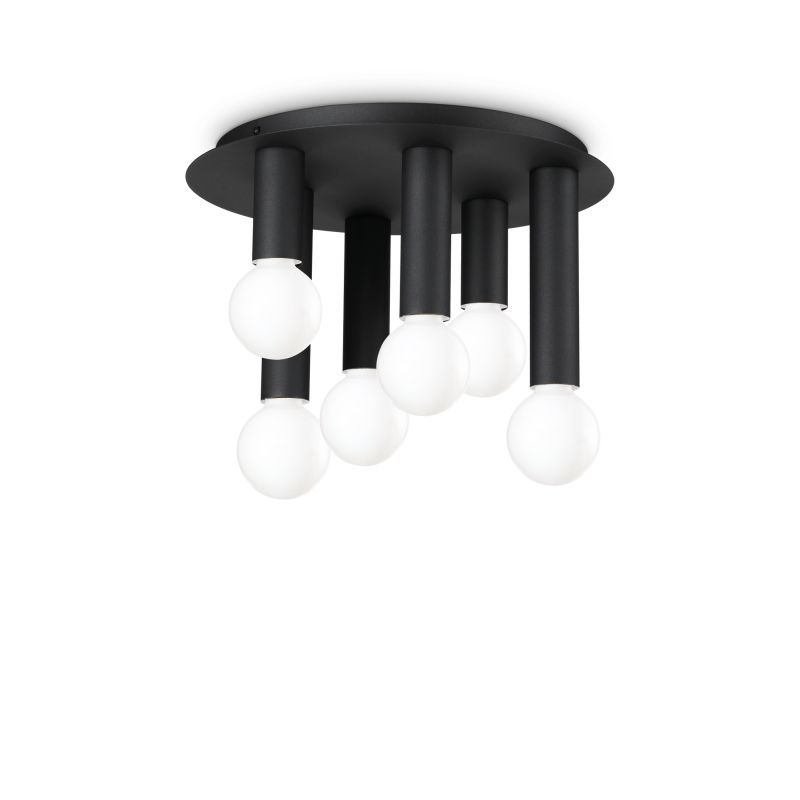 Ideal Lux 327976 - Petit - Black 6 Light Semi Flush