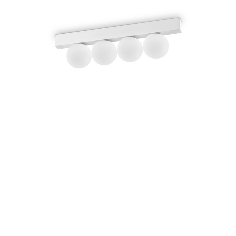 IdealLux-328232 - Ping Pong - White 4 Light LED Flush with White Globes