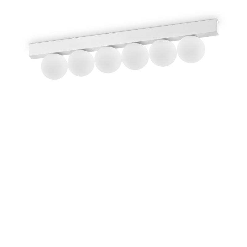 IdealLux-328256 - Ping Pong - White 6 Light LED Flush with White Globes