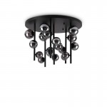 Perlage - Black 18 Light Semi Flush with Smoked Glasses Perlage - Black 18 Light Semi Flush with Smoked Glasses