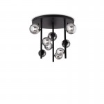 Perlage - Black 9 Light Semi Flush with Smoked Glasses