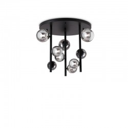 Perlage - Black 9 Light Semi Flush with Smoked Glasses Perlage - Black 9 Light Semi Flush with Smoked Glasses