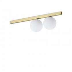 Binomio - Brushed Brass 2 Light Flush with White Glass Binomio - Brushed Brass 2 Light Flush with White Glass