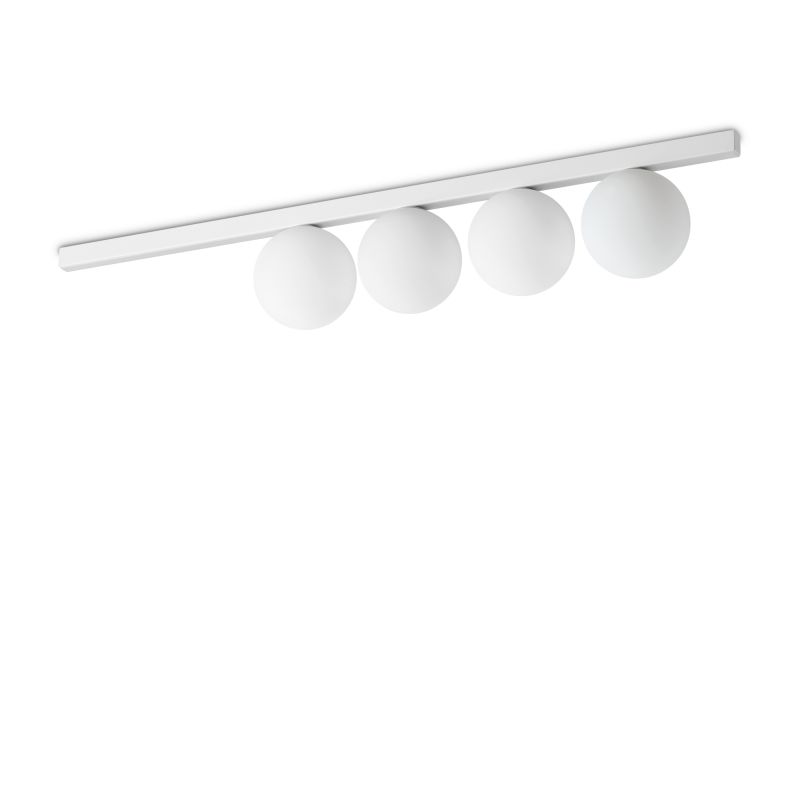 IdealLux-328454 - Binomio - White 4 Light Flush with White Glass Globes