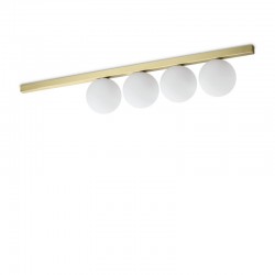 Binomio - Brushed Brass 4 Light Flush with White Glass Binomio - Brushed Brass 4 Light Flush with White Glass