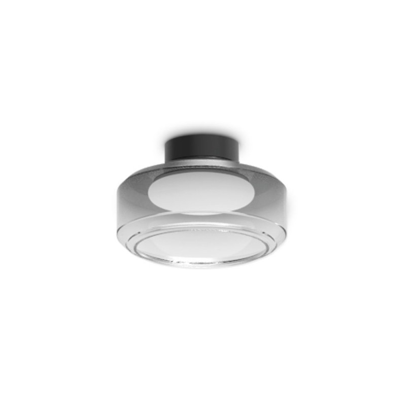 IdealLux-333007 - Topico - Black LED Semi Flush with Smoked & White Glass