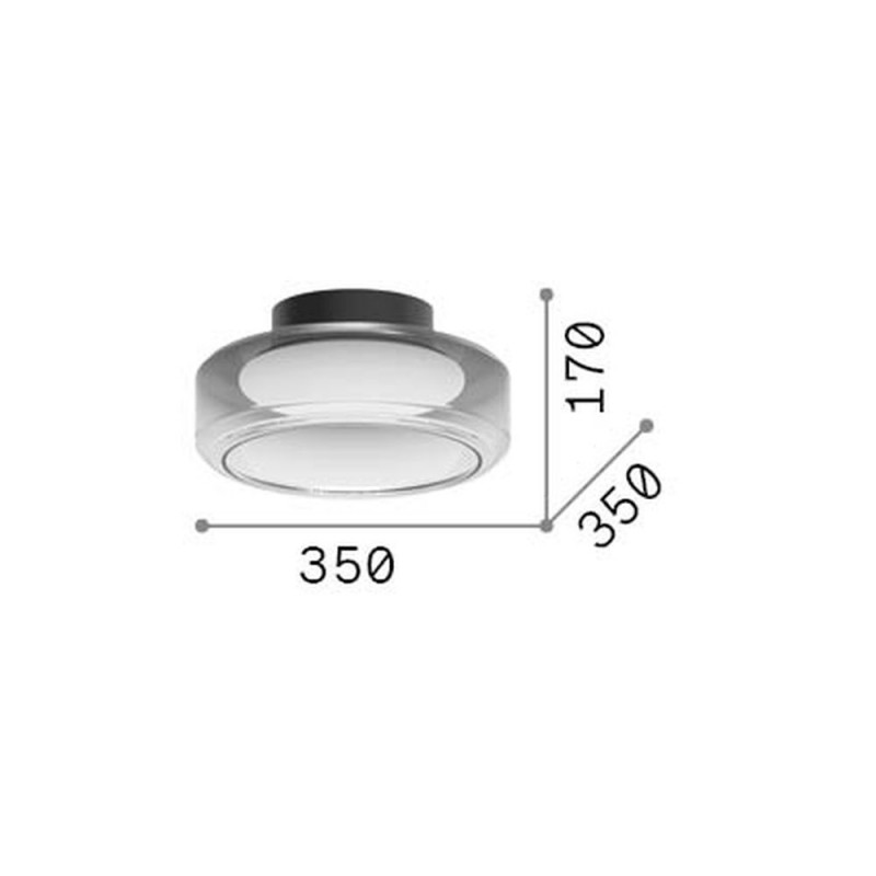 IdealLux-333014 - Topico - Black LED Semi Flush with Smoked & White Glass