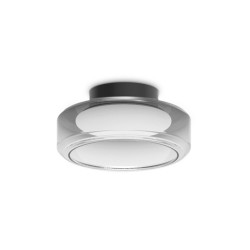Topico - Black LED Semi Flush with Smoked & White Glass