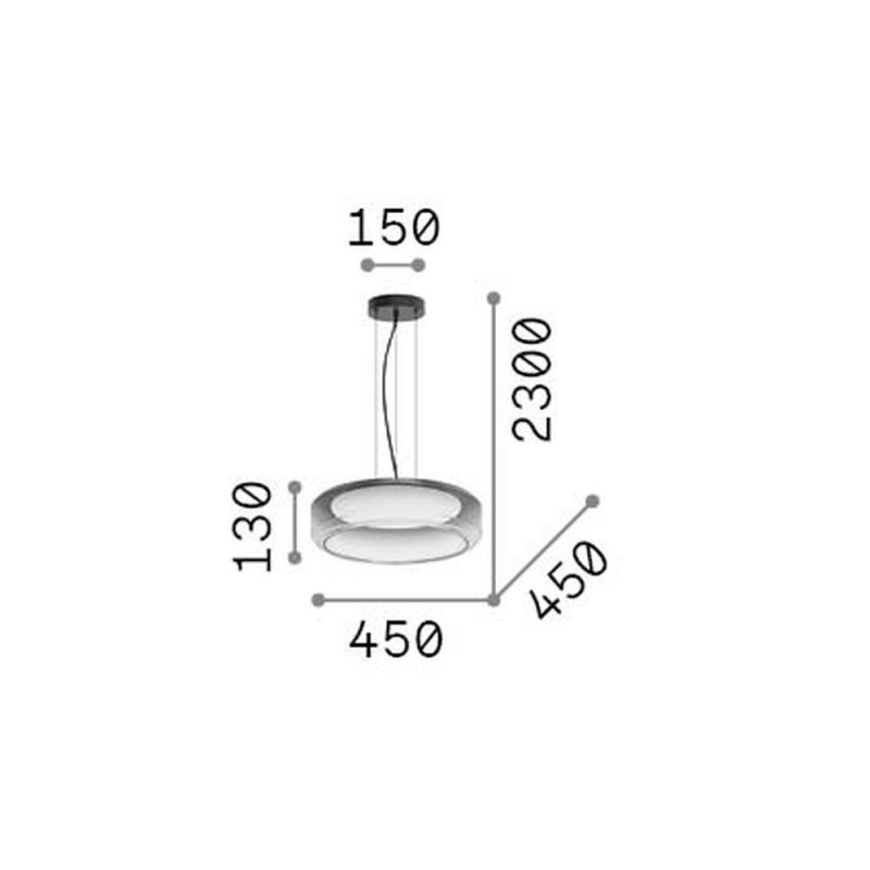 IdealLux-333045 - Topico - Black LED Pendant with Smoked & White Glass