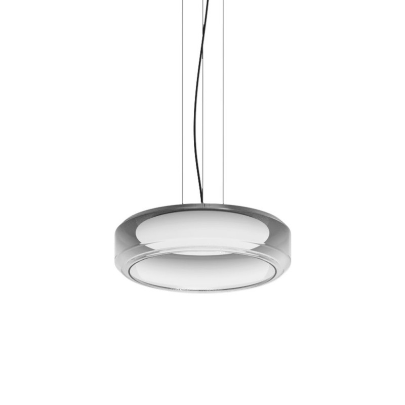 IdealLux-333045 - Topico - Black LED Pendant with Smoked & White Glass