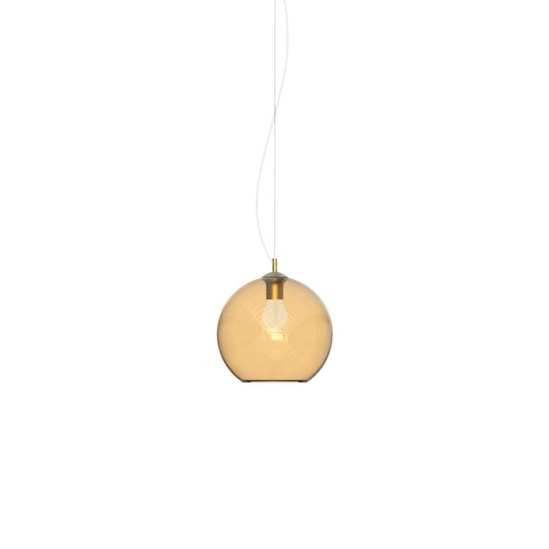 IdealLux-339047 - Nemo - Brass Pendant with Amber Glass Ø 20 cm