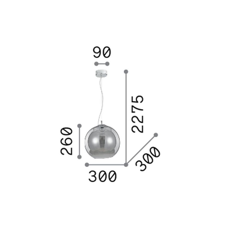 IdealLux-339054 - Nemo - Brass Pendant with Amber Glass Ø 30 cm