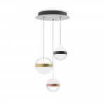 Galaxy - Black Nickel 3 Light LED Cluster Pendant with Multicoloured Globes