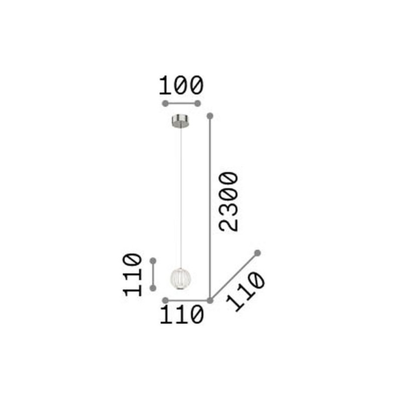 IdealLux-343457 - Diamond - Chrome LED Pendant with Crystal Effect