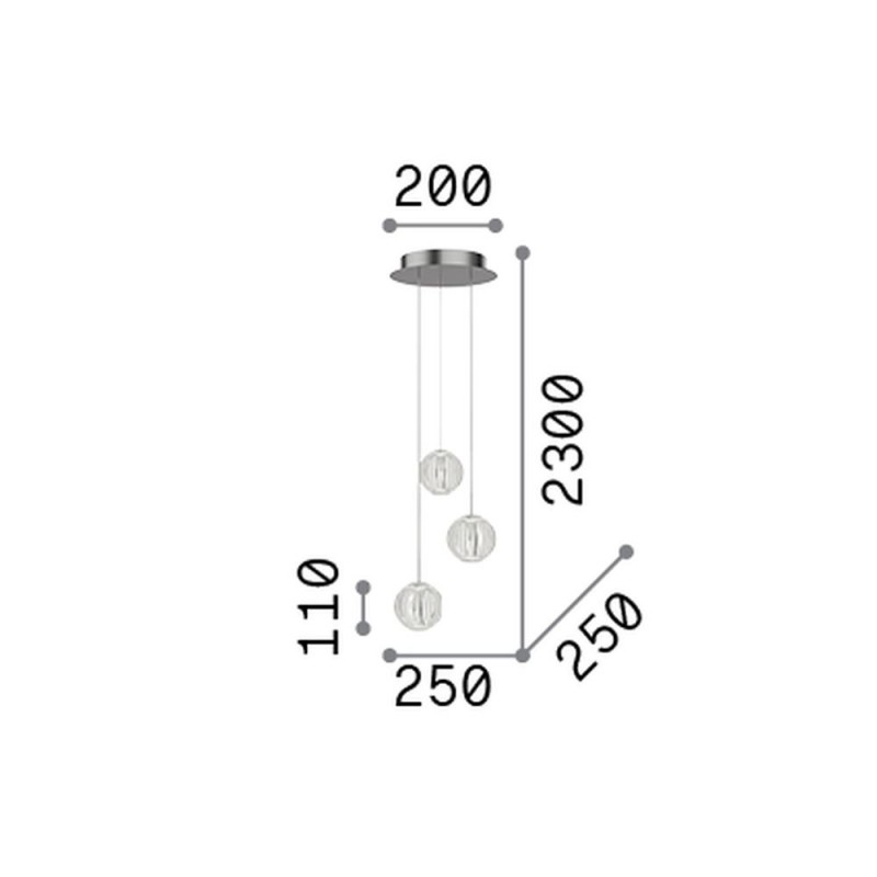 IdealLux-343464 - Diamond - Chrome LED Cluster Pendant with Crystal Effect