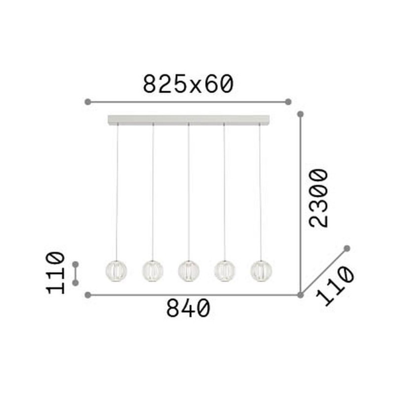 IdealLux-343471 - Diamond - Chrome LED over Island Fitting with Crystal Effect