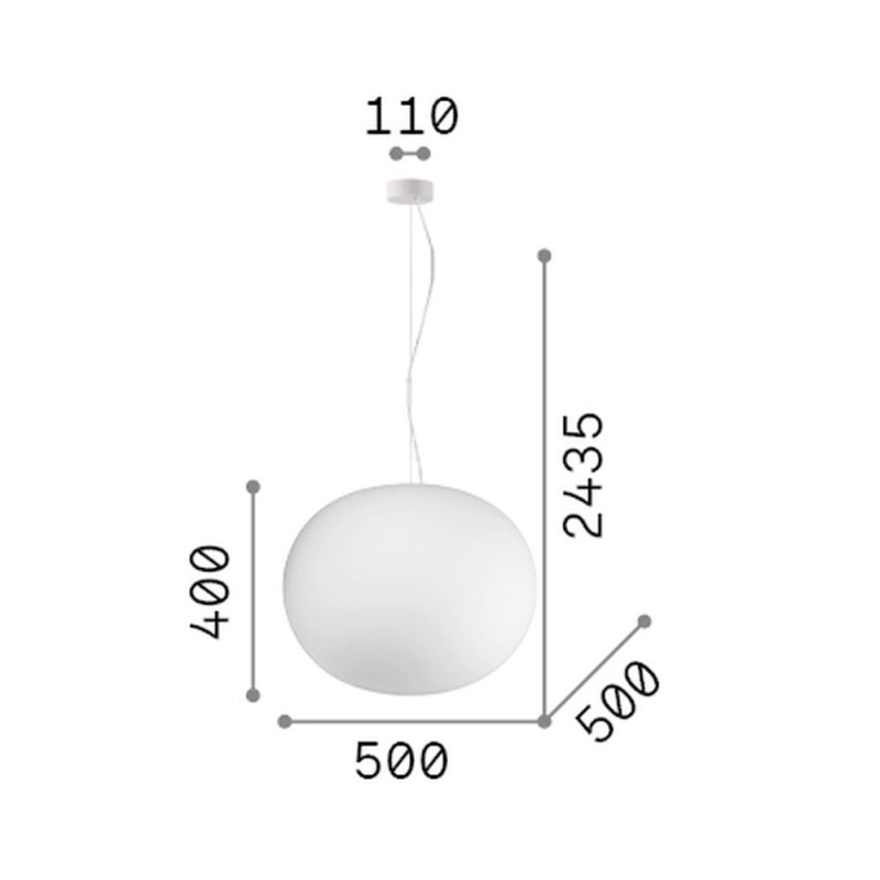 IdealLux-344591 - Cotton - White Pendant with White Glass ∅ 50 cm