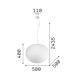 IdealLux-344591 - Cotton - White Pendant with White Glass ∅ 50 cm