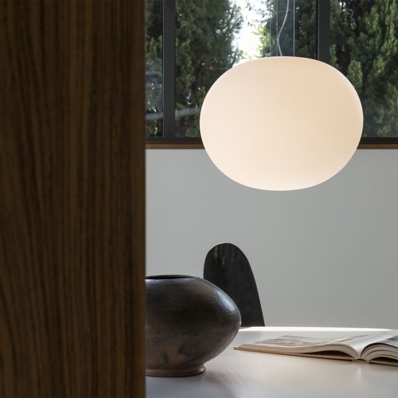 IdealLux-344591 - Cotton - White Pendant with White Glass ∅ 50 cm