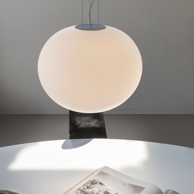 IdealLux-344591 - Cotton - White Pendant with White Glass ∅ 50 cm