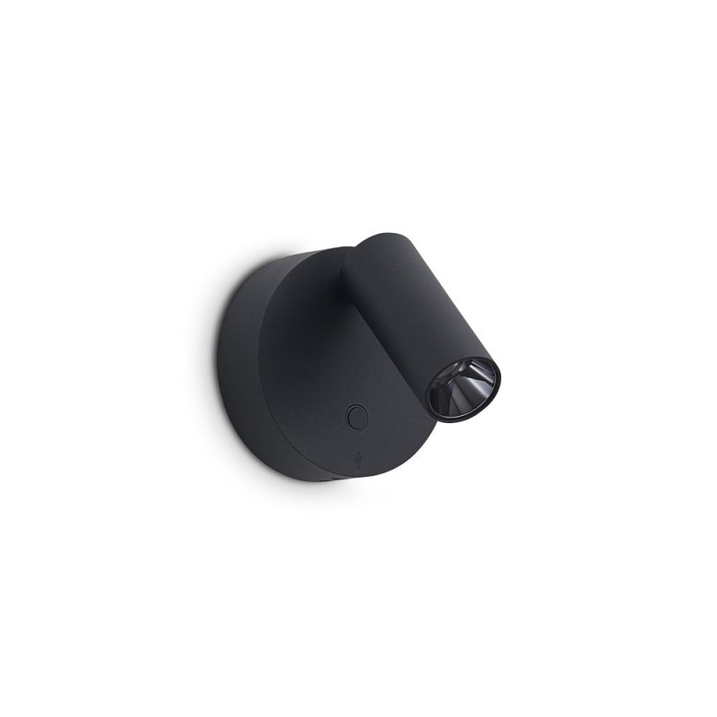 IdealLux-347462 - Elf - Black Reading LED Wall Lamp with USB-C