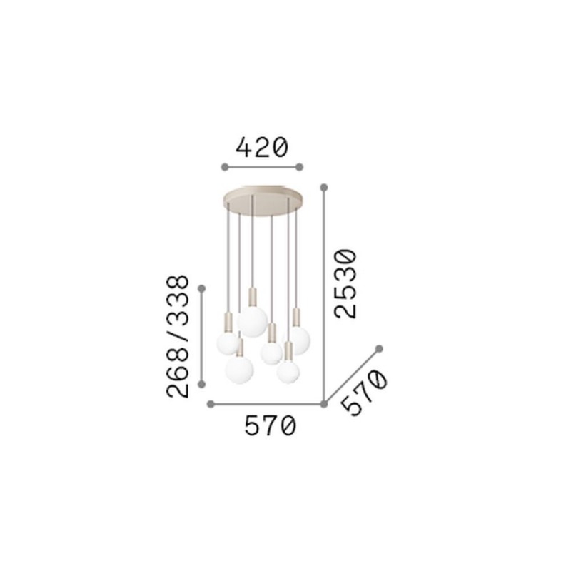 IdealLux-349237 - Odeon - Matt Varnished Magnetic LED Pendant with White Glass ∅ 57 cm
