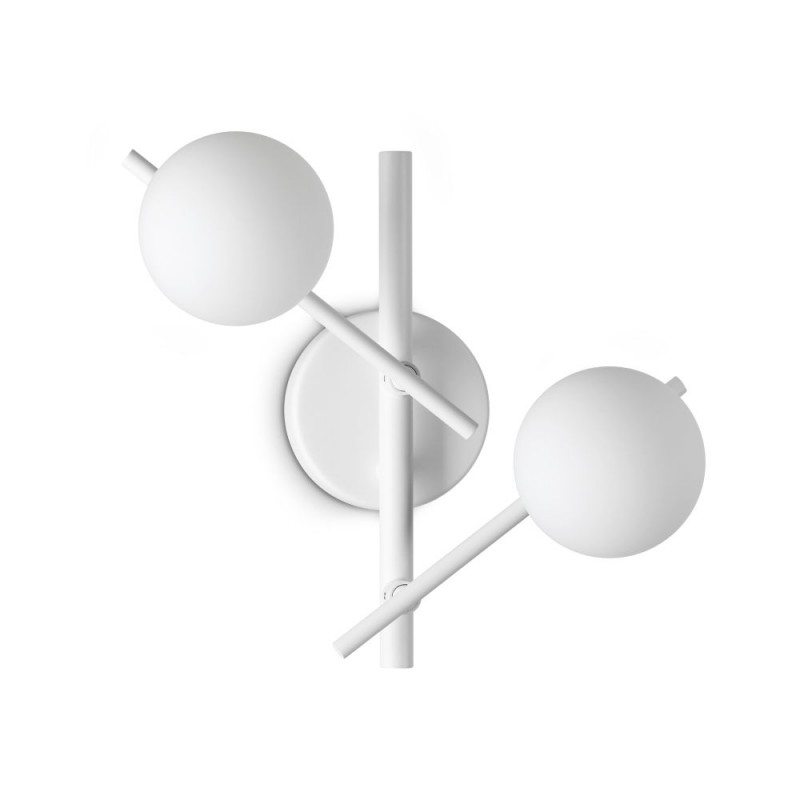 IdealLux-352008 - Atlas - White 2 Light Wall Lamp with Opal Glasses