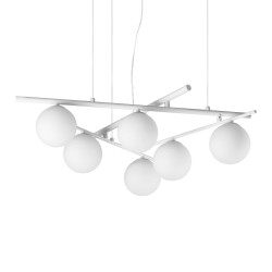 Atlas - White 6 Light Pendant with Opal Glasses