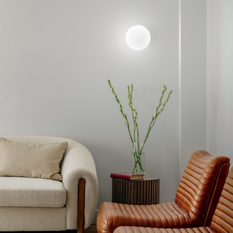 IdealLux-352336 - Cotton - White Wall Lamp with White Glass ∅ 20 cm