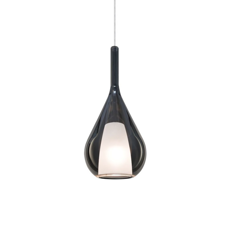 IdealLux-353616 - Kalique - Chrome Pendant with Smoked & White Glass Ø 18 cm