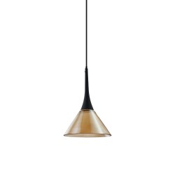Cocktail - Black LED Pendant with Amber Glass