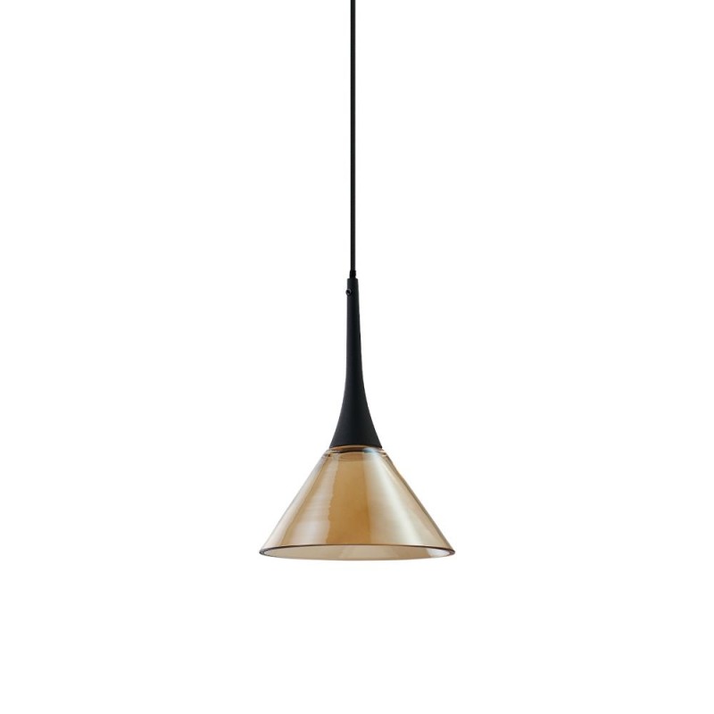 IdealLux-353623 - Cocktail - Black LED Pendant with Amber Glass