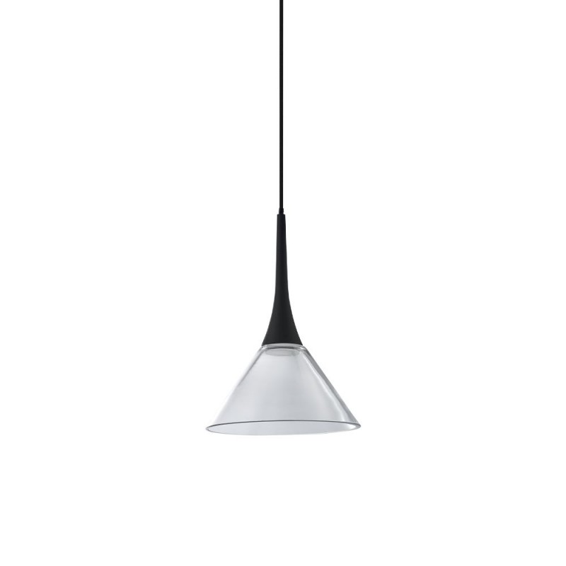 IdealLux-353647 - Cocktail - Black LED Pendant with Clear Glass