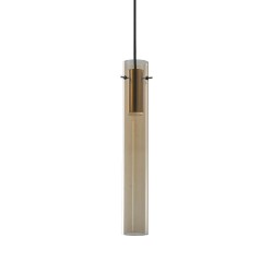 Flam - Brass LED Pendant with Amber Glass