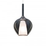 Kalique - Chrome Pendant with Smoked & White Glass Ø 28 cm