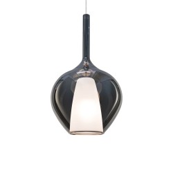 Kalique - Chrome Pendant with Smoked & White Glass Ø 28 cm