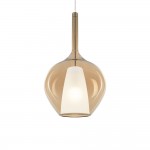 Kalique - Chrome Pendant with Amber & White Glass Ø 28 cm