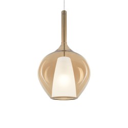 Kalique - Chrome Pendant with Amber & White Glass Ø 28 cm