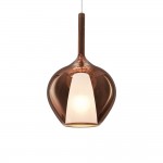 Kalique - Chrome Pendant with Copper & White Glass Ø 28 cm