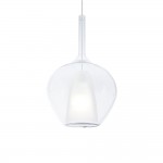 Kalique - Chrome Pendant with Clear & White Glass Ø 28 cm